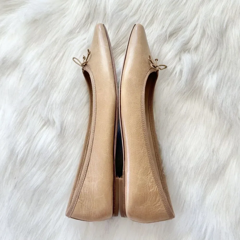 Veronica Beard Catherine Natural Leather Ballet Flat Womens Size 9.5 Minimalist